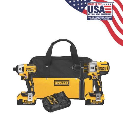 Dewalt DCK296M2 20V MAX* XR Lithium Ion Brushless Premium Hammerdrill & Impact Driver Combo Kit