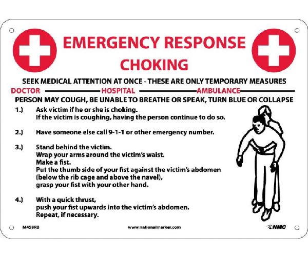 EMERGENCY RESPONSE CHOKING INSTRUCTIONS SIGN - Mutual Screw & Supply