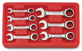 GearWrench 7pc. SAE Stubby Combination Ratcheting Wrench Set