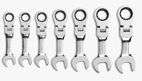GearWrench 7pc. SAE  Stubby Flex Head Combination Ratcheting Wrench Set