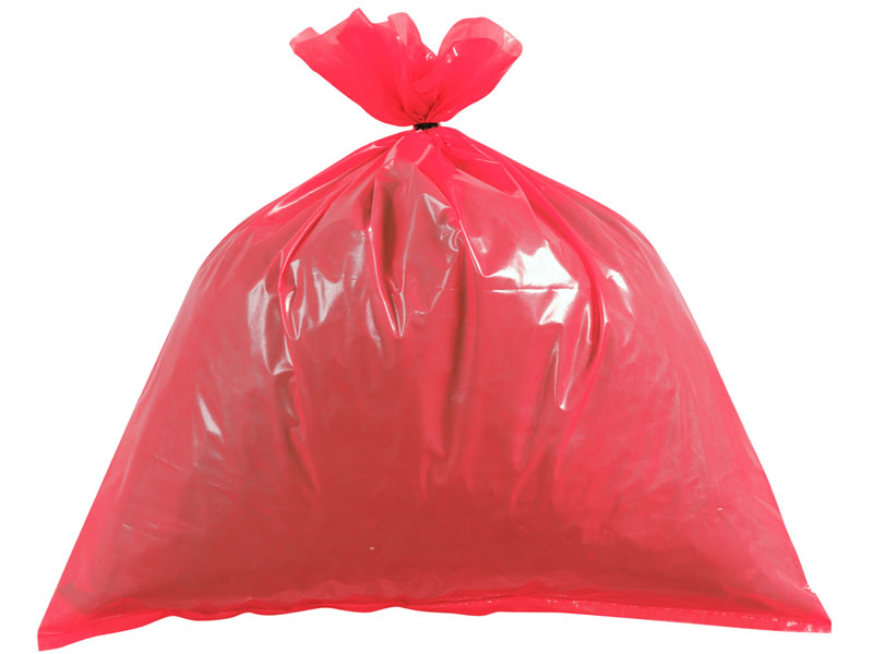 red plastic garbage bags