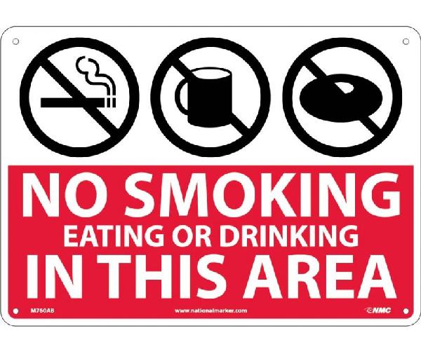 NO SMOKING EATING OR DRINKING IN THIS AREA SIGN - Mutual Screw & Supply