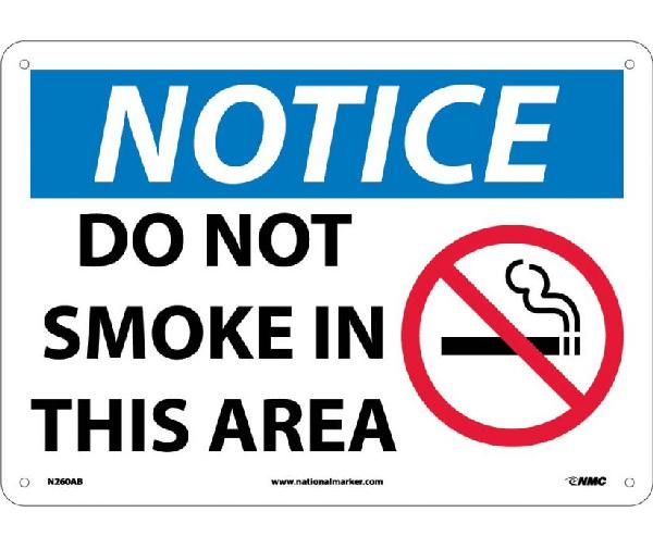 NOTICE DO NOT SMOKE IN THIS AREA SIGN - Mutual Screw & Supply