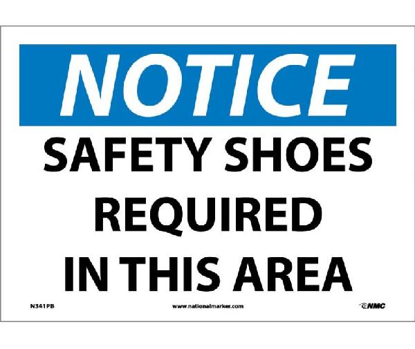 NOTICE SAFETY SHOES REQUIRED IN THIS AREA SIGN - Mutual Screw & Supply