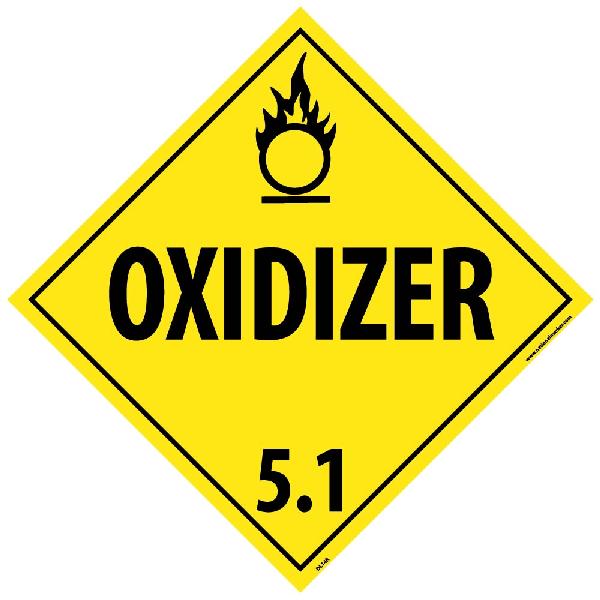 OXIDIZER 5.1 DOT PLACARD SIGN - Mutual Screw & Supply