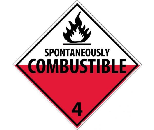 SPONTANEOUSLY COMBUSTIBLE 4 DOT PLACARD SIGN - Mutual Screw & Supply