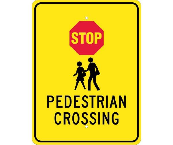 STOP PEDESTRIAN CROSSING SIGN - Mutual Screw & Supply