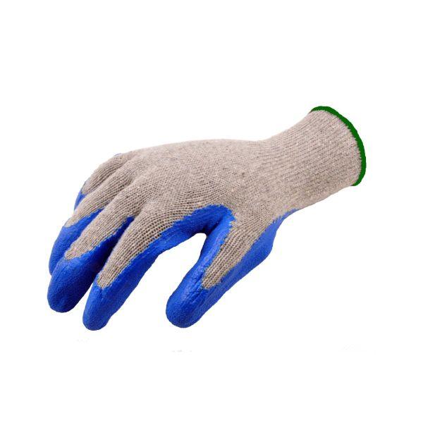 String Knit Cotton Glove With Blue Latex Dipped Palm M