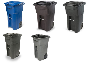 Toter 64 Gallon Trash Container W/ Quiet Wheels & Lid - 5 Colors ...