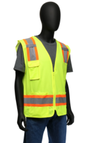 West Chester Large 100% Polyester Lime Class 2 Surveyor Vest With Two-Tone Tape, Zipper Front